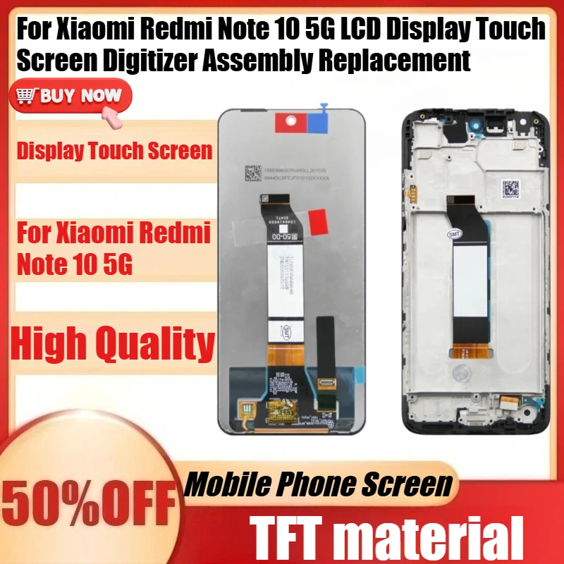 New TFT Tested M2103K19G M2103K19C Screen For Xiaomi Redmi Note 10 5G LCD Display Touch Screen Digitizer Assembly Replacement