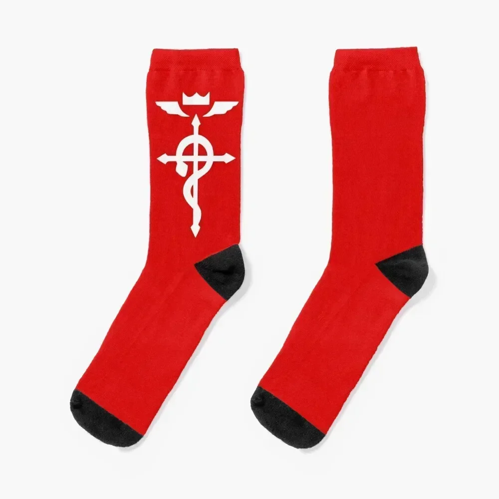 

Flamel Cross red and white- Fullmetal alchemist Socks warm winter New year's ankle loose Socks For Man Women's