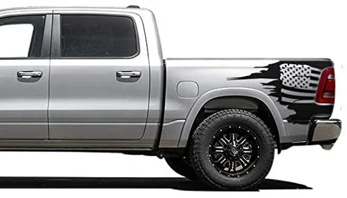 

For Bubbles Designs Bed us Decal Sticker Vinyl Compatible with Dodge ram Crew cab 1500, Generation 2019 - Present Black