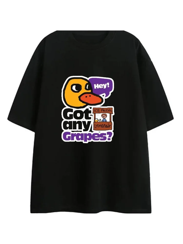 Women's Playful Grapes and Ducks Joke Print T-Shirt Cotton Crew Neck Short Sleeve T-Shirt Casual Party Wear for Everyday Styling