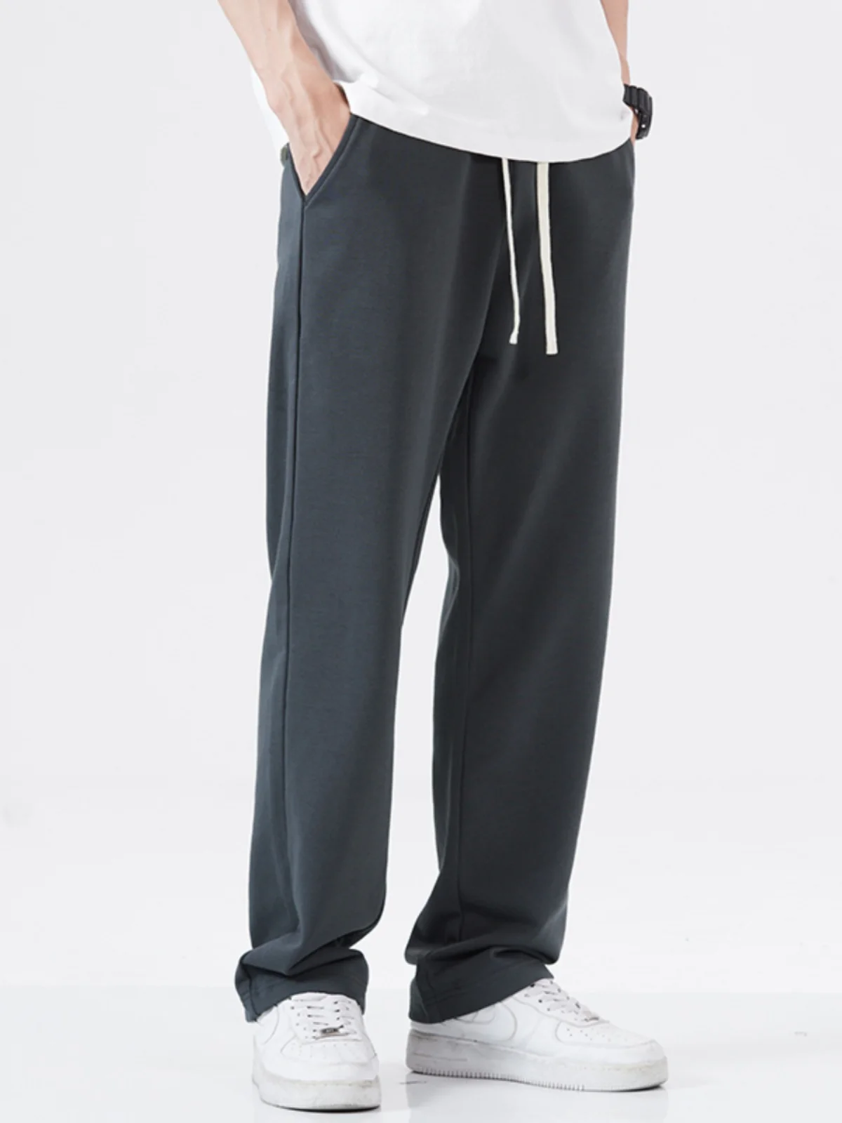 

ey Men's Loose Straight Leg Casual Pants Spring Autumn New Sle Drapey Wide Leg Sweatpants Youth Faion Casual Trousers