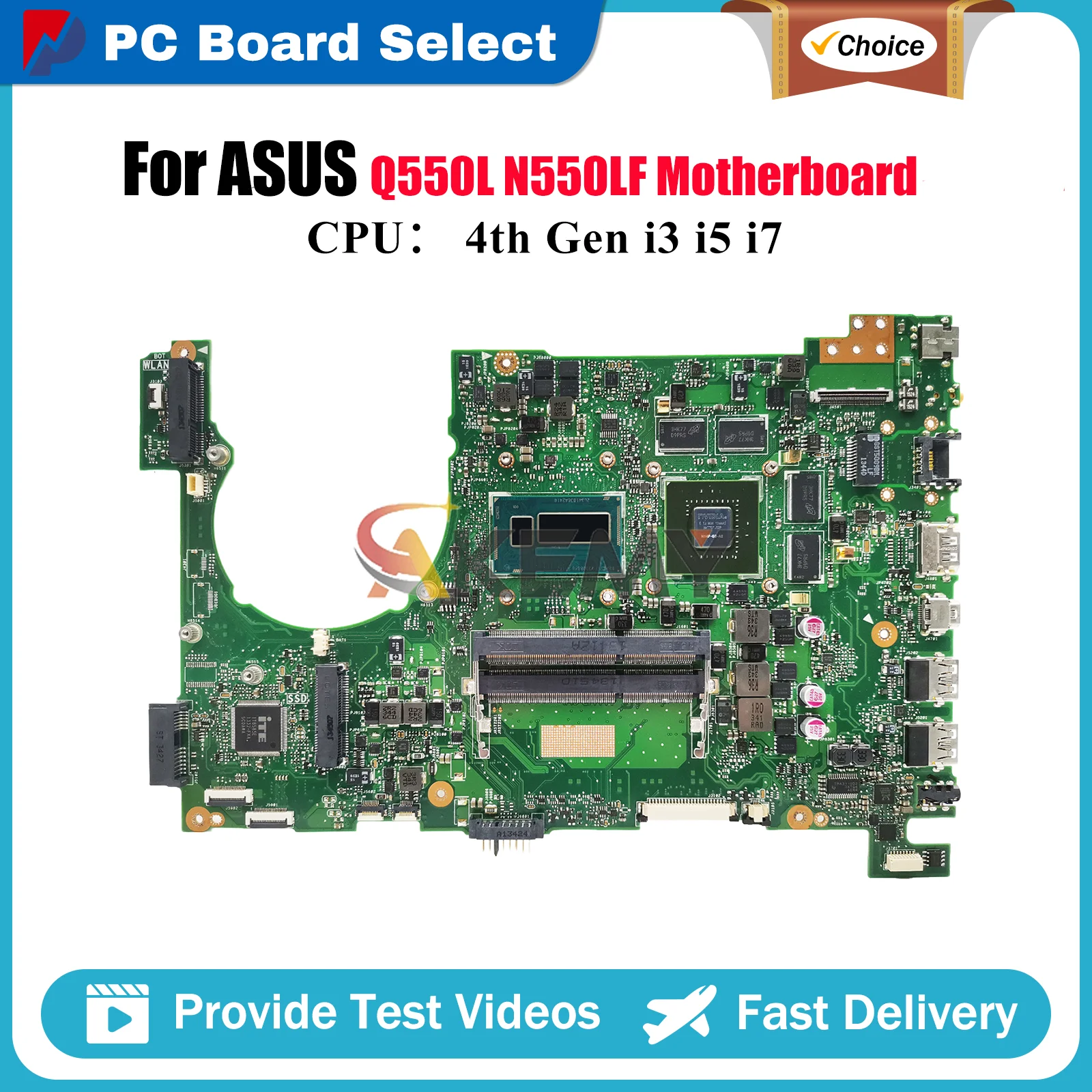 

N550LF Laptop Motherboard For ASUS ROG N550LF N550L Q550L Notebook Mainboard With i3 i5 i7 CPU 100% tests OK fast shipping stk