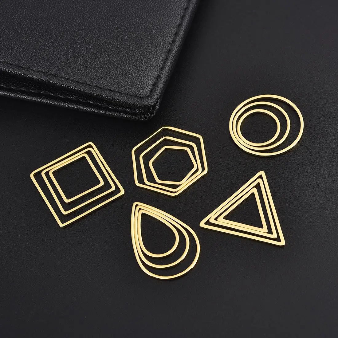 10Pcs Stainless Steel Gold Plated Teardrop Earrings Connectors Rectangle Circle Ring Charms DIY For Jewelry Making Accessories