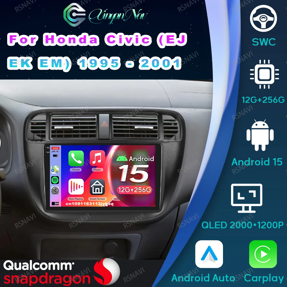 Android 15 Car Radio For Honda Civic (EJ/EK/EM) 1995 - 2001 Tesla Model Y Accessories 2025 9/10 Inch Interior Replacement Parts