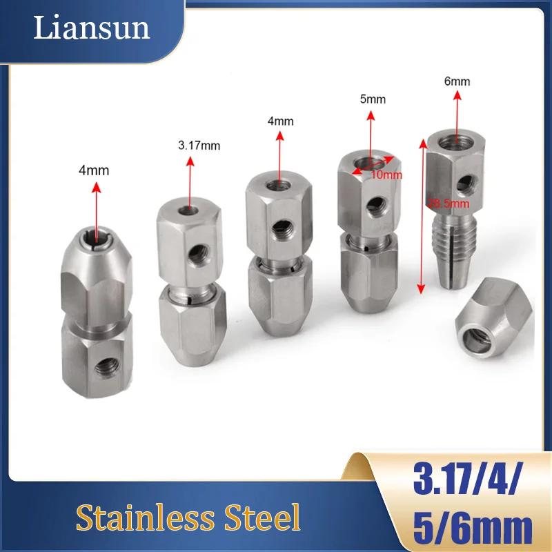 2/3/5Pcs Flexible Coupling Motor Shaft Coupler 3.17/4/5/6mm Stainless Steel Lock Drive Collet Coupler for RC Electric Boat