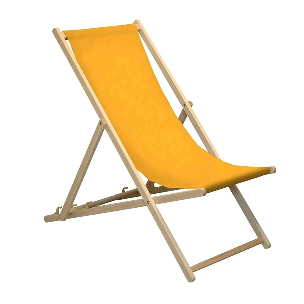 Folding Chairs, Folding Beach Chair For Outdoor Use, Solid Wood + Oxford Linen Chair, Deck Chair Adjustable Wooden Lounge