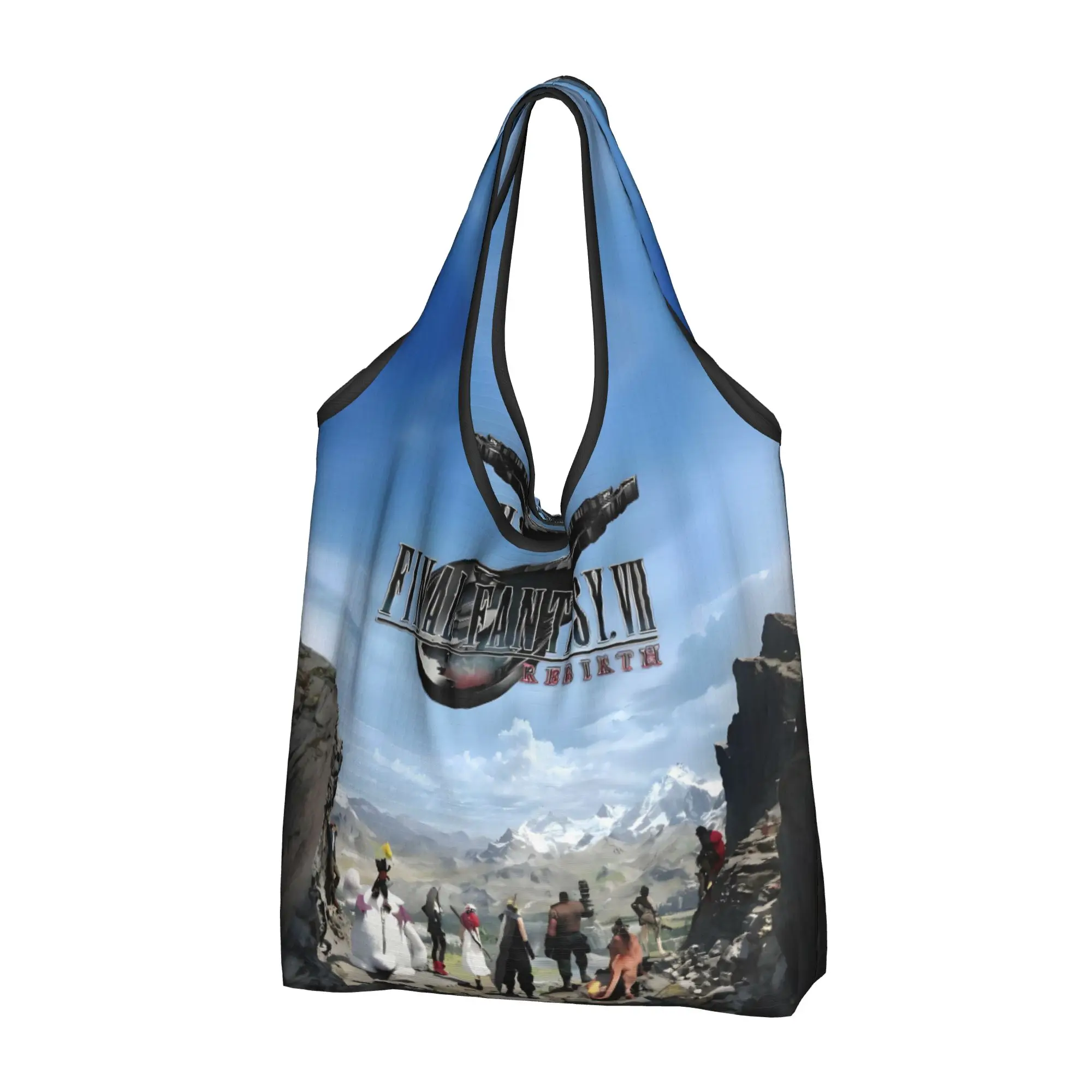 Custom Game Final Fantasy Japan Fantasy Video   Shopping Bag Women Portable Large Capacity Groceries  Shopper Tote Bags