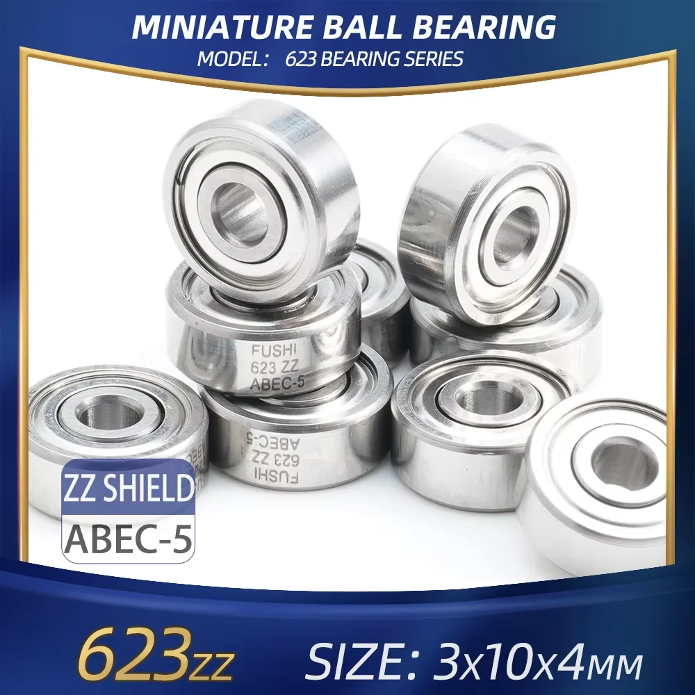10pcs 623ZZ ABEC-5 3x10x4 mm 623-2Z Miniature Ball Bearings 623 ZZ EMQ Z3V3 High Speed Low Noise for Motors/3D Printers/RC Model