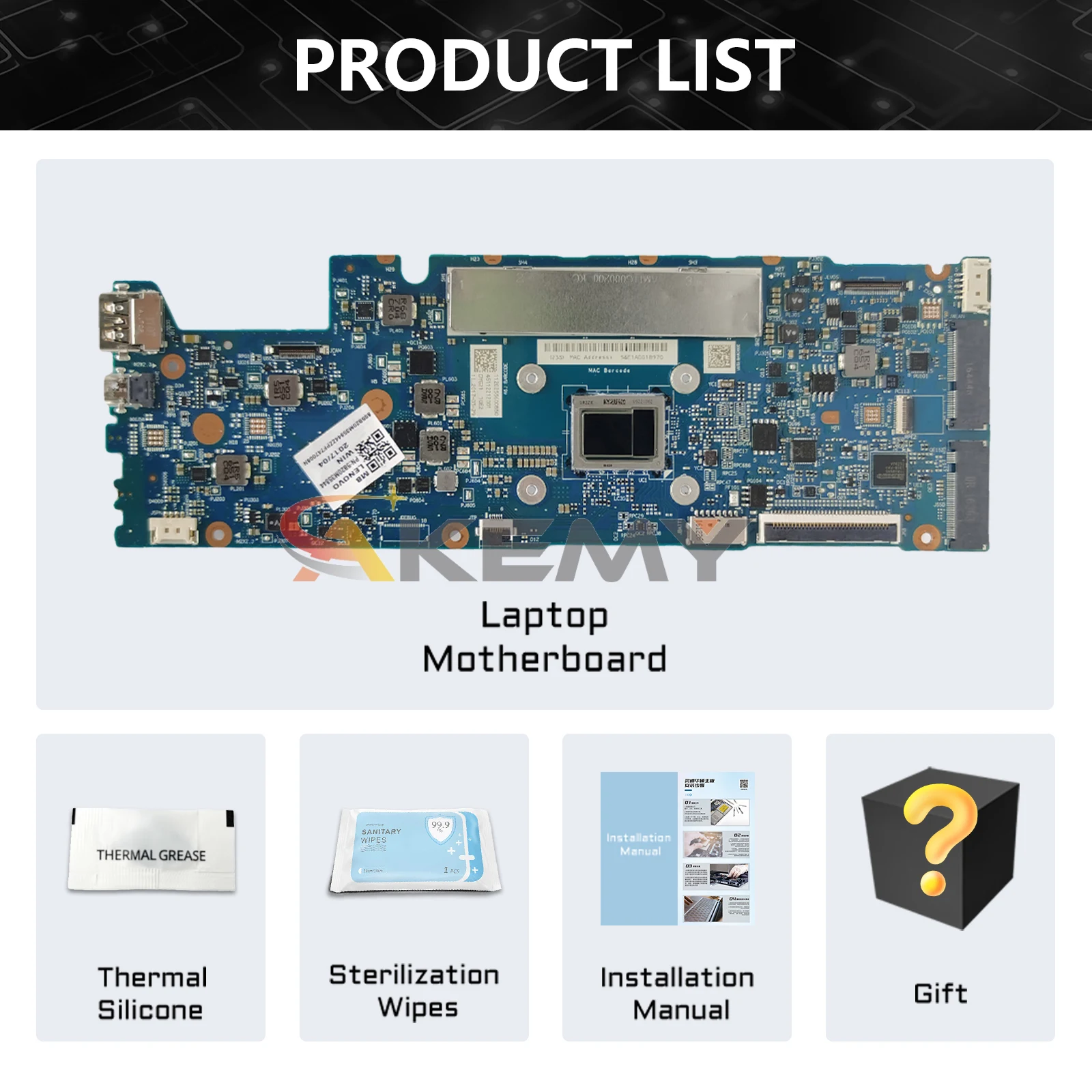 AKEMY para notebook NM-B011 Lenovo Mainboard Yoga 710-11IKB Laptop Motherboard CPU M37Y30 UMA 4G 100% testado Ok