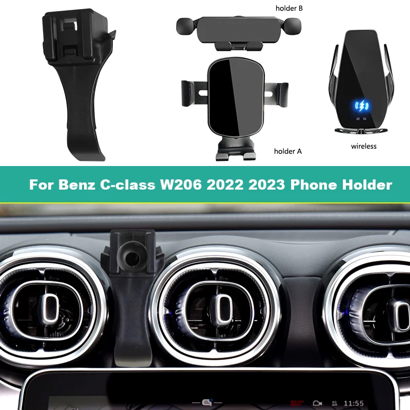 Dedicated Car Mobile Phone Holder For Mercedes-Benz C-class W206 2022 2023 Support smartphone Wireless Charging Phone Holder