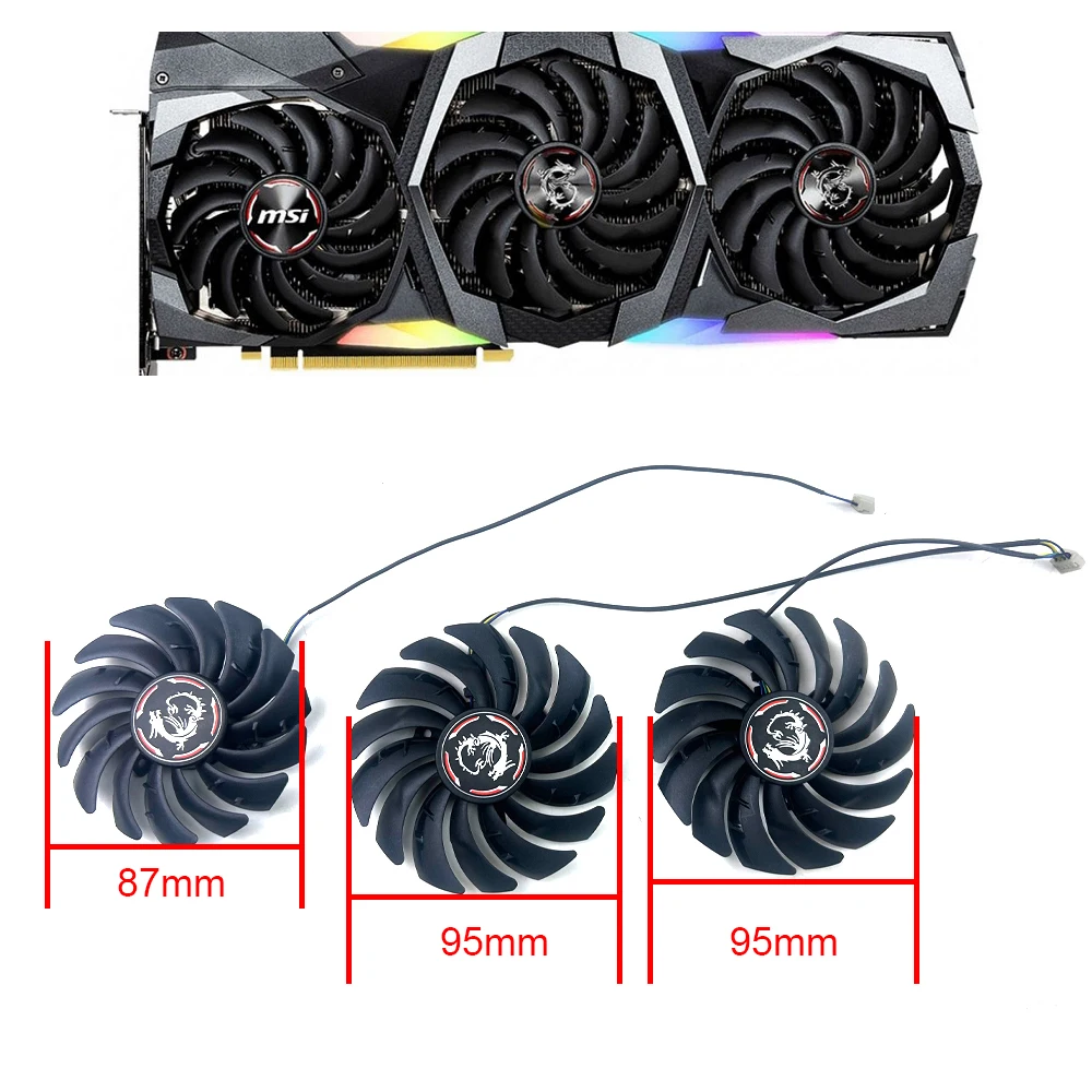 NEUER Lüfter 87 mm PLD09210S12HH 95 mm PLD10010S12HH GPU-LÜFTER für MSI Geforce RTX 2080 2080Ti 2070 Super Gaming X Trio