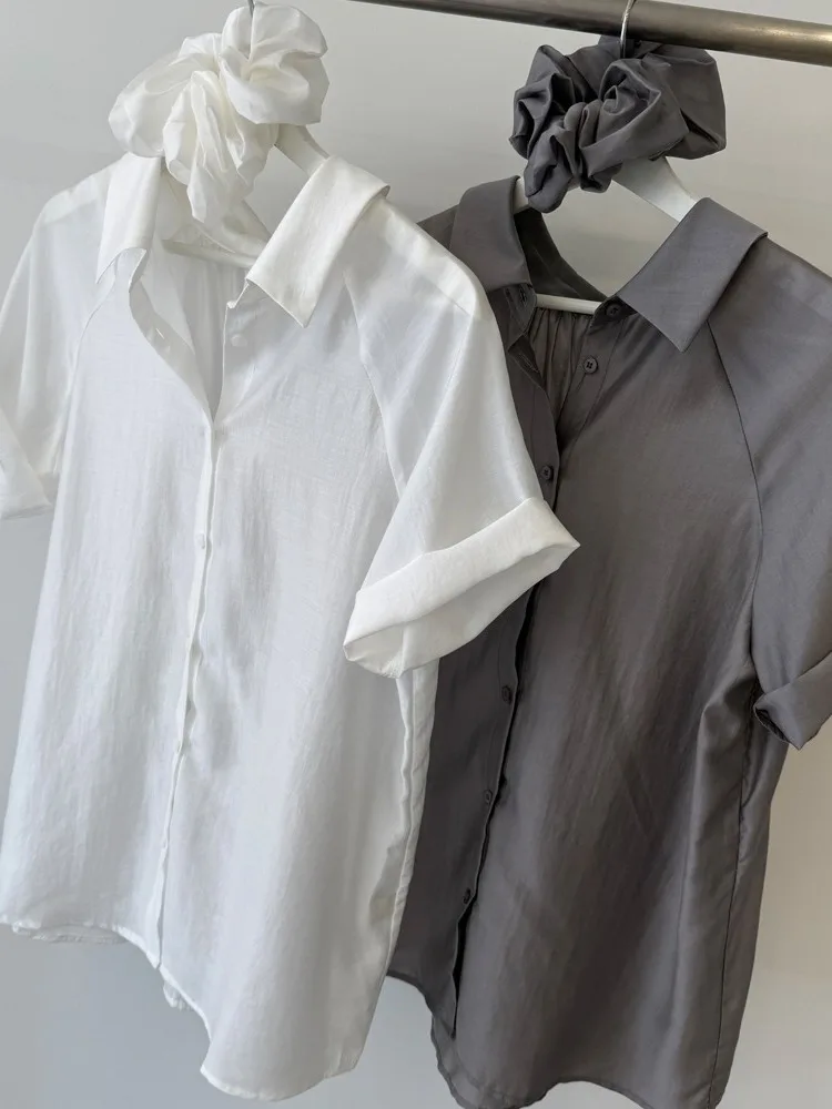 

Корейский женский летний модный шифоновый воротник-стойка в стиле ретро с высокой талией, уникальные брюки с занавеской для ягодиц, комплект с юбкой