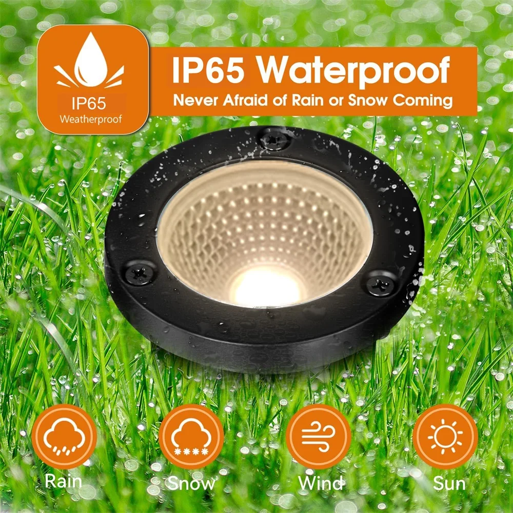 Outdoor In-Ground Light Warm White Waterproof LED Underground Lamp 10W Landscape Lighting Spotlight for Garden Deck Path Step