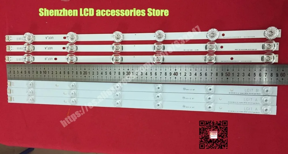 Tira de luces LED de reemplazo, barra de retroiluminación Array 32LB585V 32LB550U 32LB550B 32LF561V 10 piezas A + 5 piezas B, 15 unidades por lote