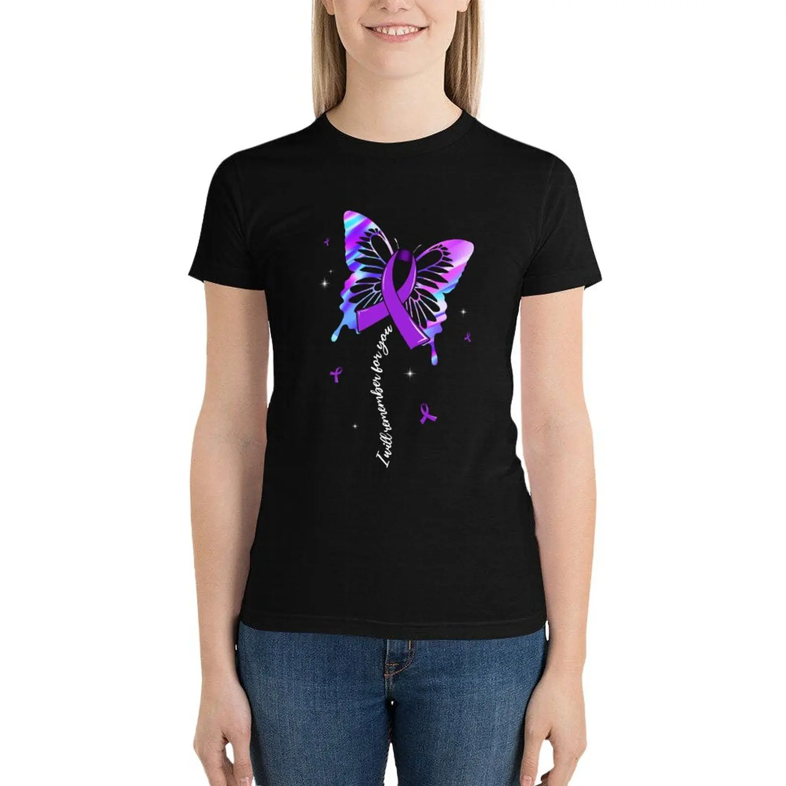 

Best Remember For You Alzheimers Warrior Birthday Shirt Awareness Ribbon Butterfly T Shirt T-Shirt