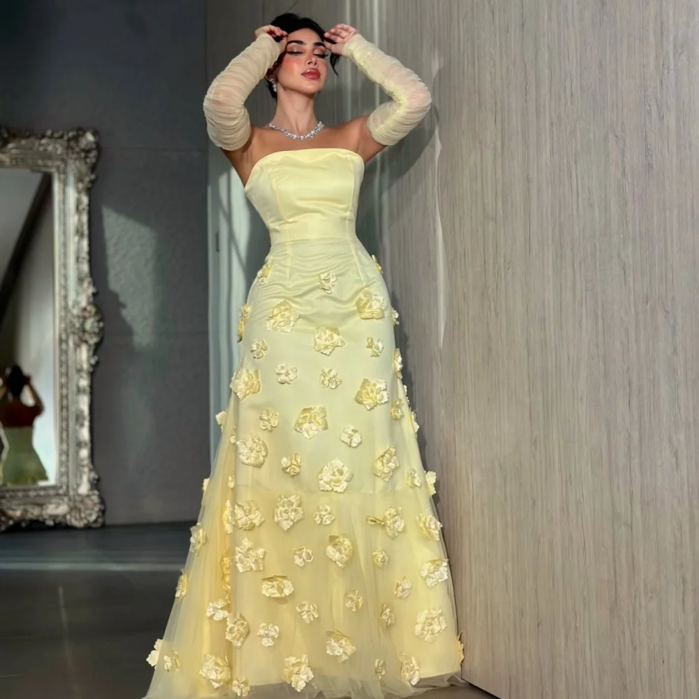 Customized Exquisite Flower Mermaid Strapless Long Dresses Prom Dresses Modern Style Pastrol Unisex Chinese Style Formal Casual