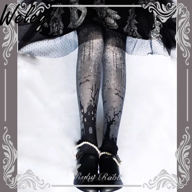 

Halloween Original Lolita Pantyhose Print Leggings Woman Japanese Style Jirai Kei Lolita Pantyhoses for Women Lenceria Femenina