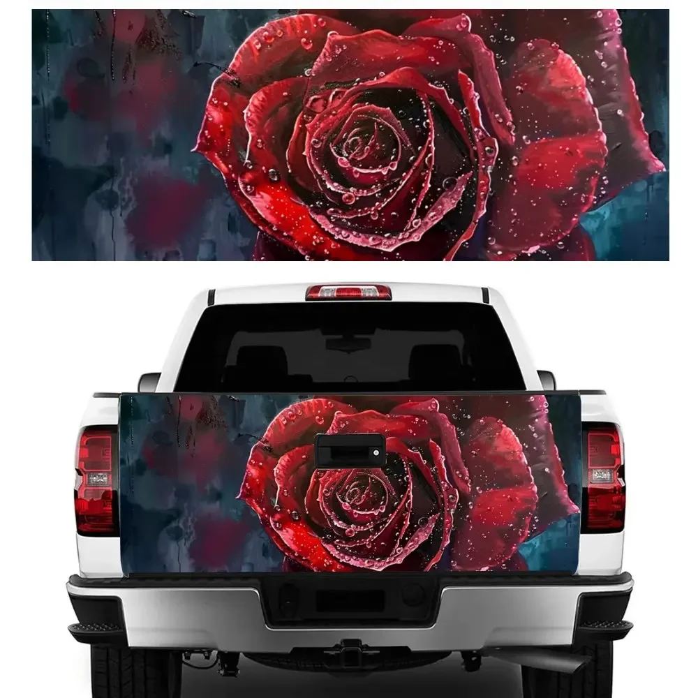 

Beautiful Blooming Red Roses Car Tail Trunk Protect Vinly Decal Auto Accessories DIY Hood Decoration Sticker for Off-road Pickup