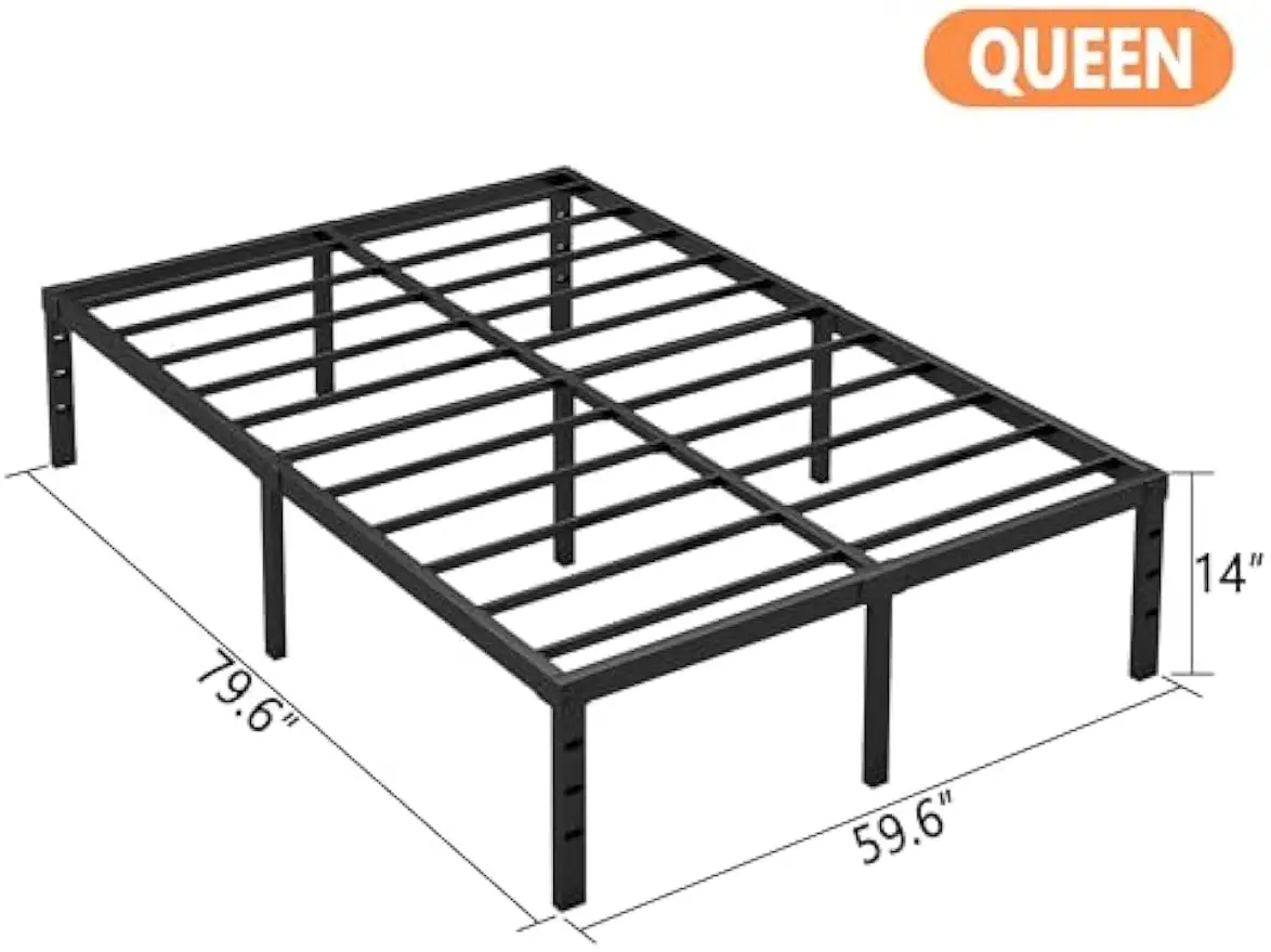 

14-дюймовый каркас кровати размера «queen-size» — прочная металлическая платформа «queen-size», коробчатая пружина не требуется, сверхмощная, высокая несущая способность, горячая распродажа