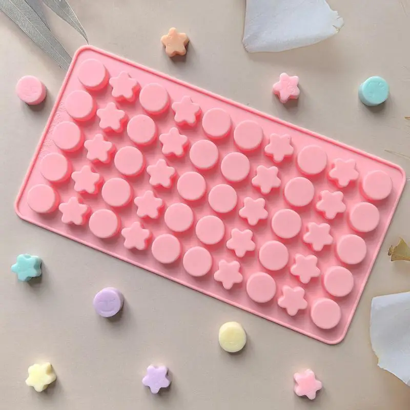 ~Food Grade Silicone Mold Non Stick With Round Star Cavities For Candy Chocolate Ice Cubes Gummy DIY Baking
