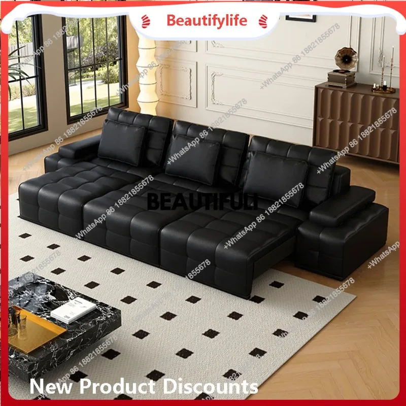 

a48 Современный секционный диван-кровать из натуральной кожи — раскладной диван со спинкой и подлокотником, функциональный диван-кровать