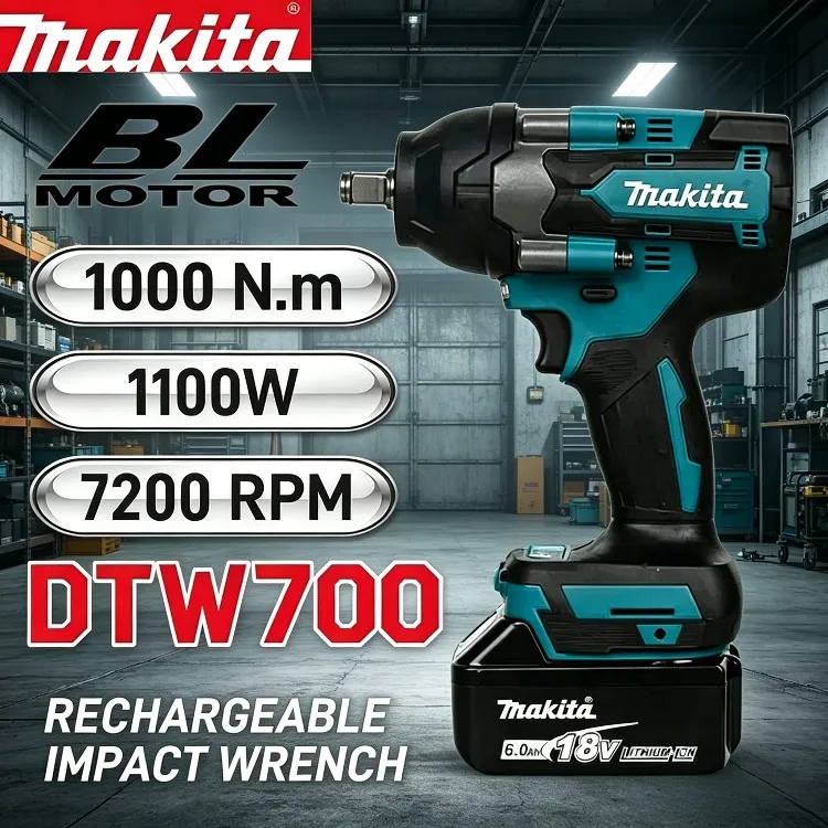 

Electric Wrench, Makita DTW700 Brushless Large Torque Wrench Tool Cordless Drill Screwdriver Power Tool.