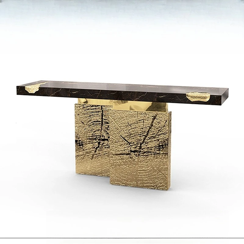 Portuguese designer model, entrance entrance table metal etching process entrance table light luxury