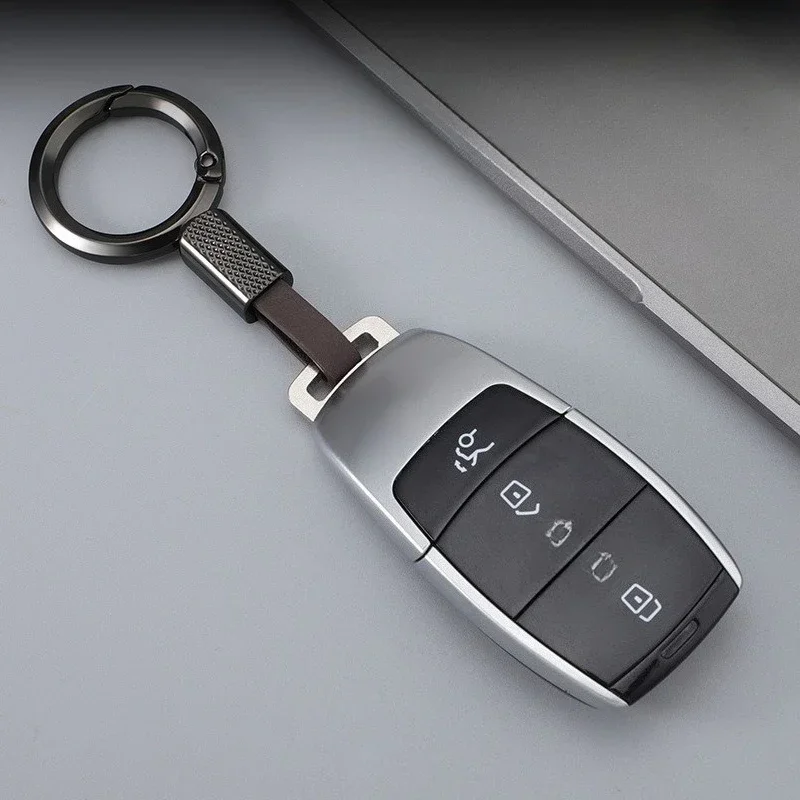 Custom LOGO Metal Short PU Leather Keychain Laser Engrave Name Number Car Keyring Pendant Personalized Vintage Key Chains Gift