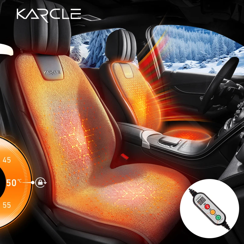 12-24V Heated Car Seat Cushion Plush Car Seat Cover Heater Winter Warmer Thick Heating Car Accessories Heating Universal Pads Se