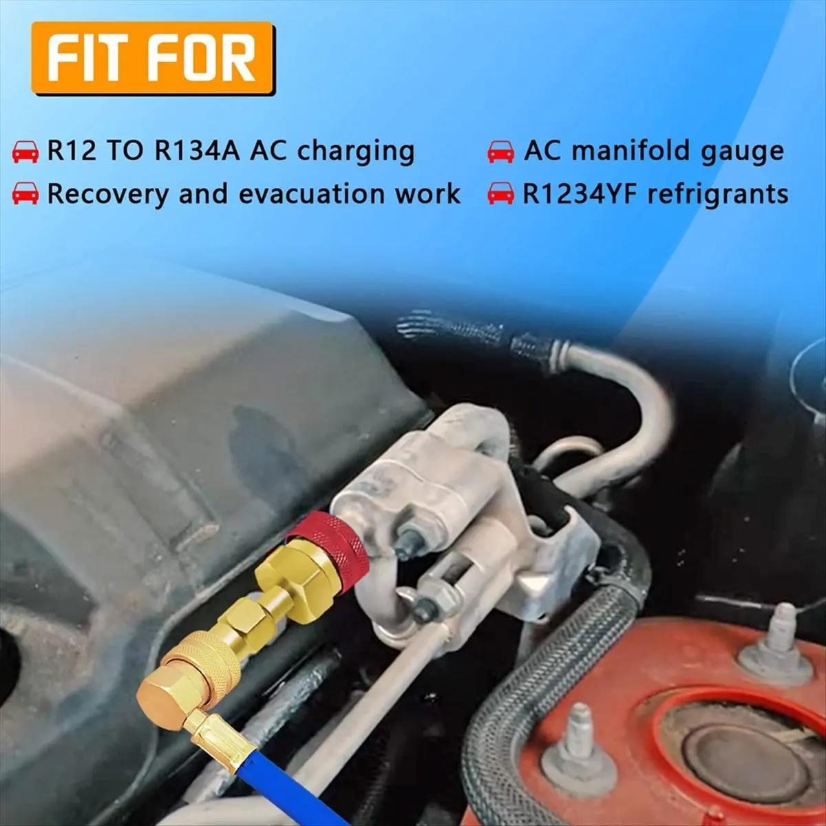 A75K Adapter Quick Fitting Coupler for R1234YF/R12 to R134A High Low Side Adapter Connector Car Airconditioning Fitting