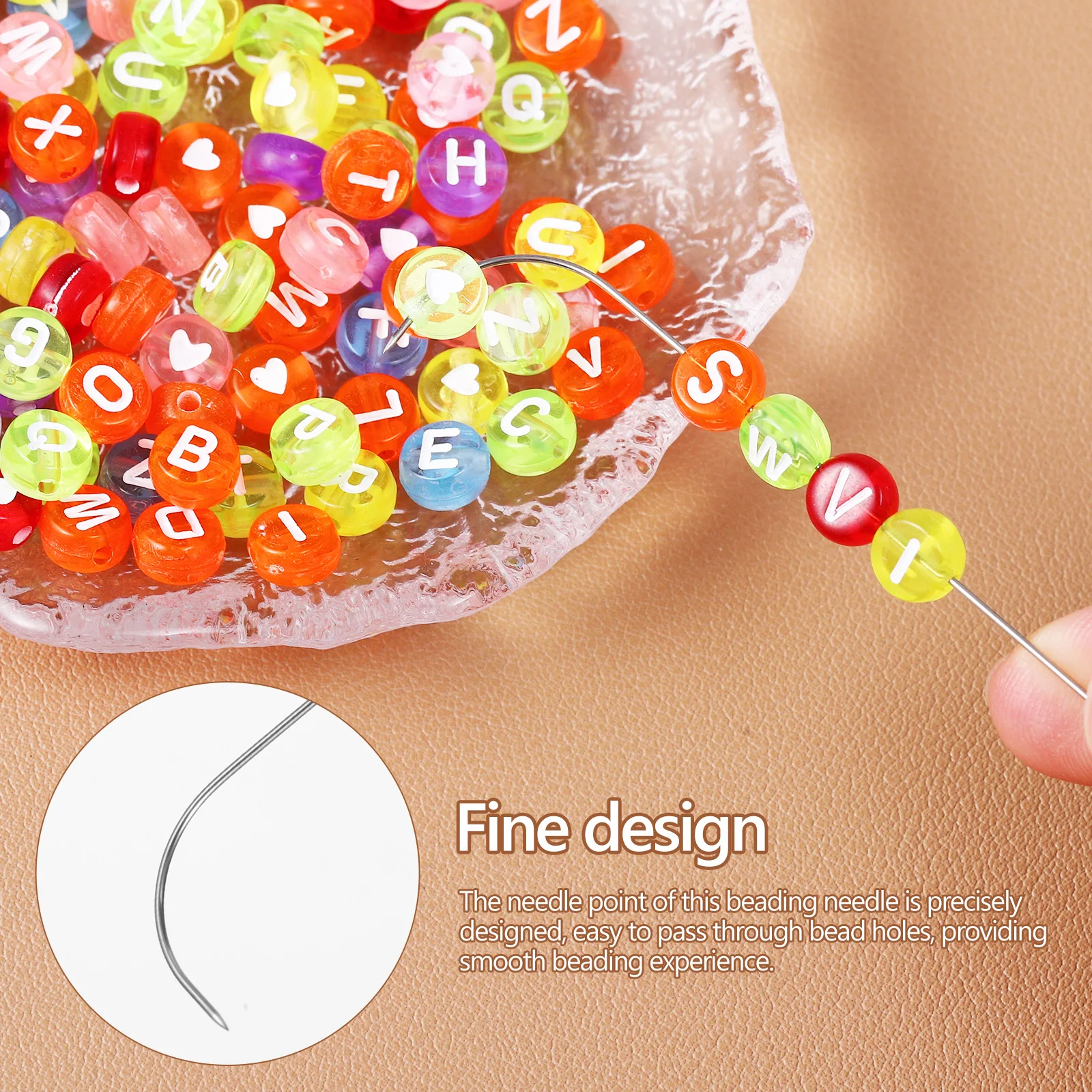 

6pcs Beading Needles Curved Threader for Clay Glass Beads Jewelry Craft Tools Double Head Metal Needle Embroidery Rice Stringing