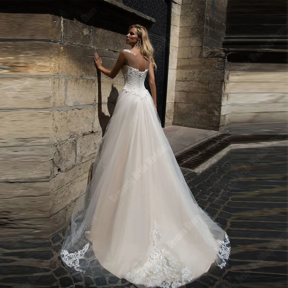 Shining Tulle Surface Women Wedding Dresses Exquisite A-Line Bride Gowns Sexy Elegant Engagement Banquet Vestidos De Novias 2024