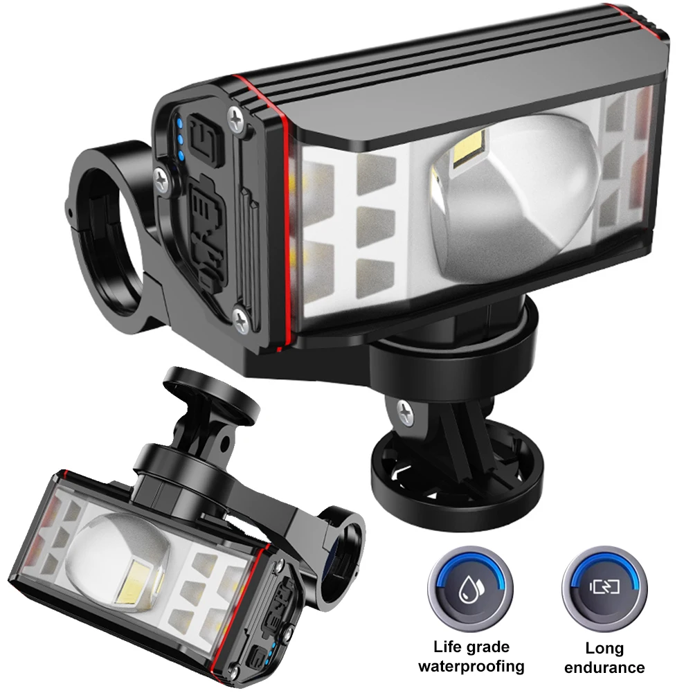 LED Bicycle Front Light USB Rechargeable Bike Handlebar Flashlight Waterproof MTB Mountain Bike Lamp for Night Riding