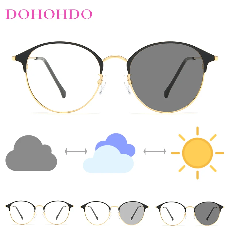 DOHOHDO ใหม่แว่นตารูปไข่กรอบ Photochromic แว่นตากันแดดผู้หญิง Oculos De Sol UV400แว่นตา Ultralight แว่นตากันแดด