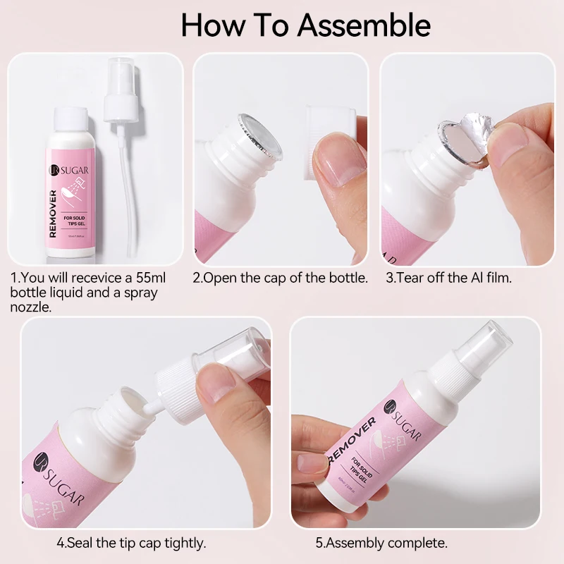 UR SUGAR 55ml Solid NAIL GEL Remover Spra ได้อย่างง่ายดายนุ่มและลบกดบนเล็บสดไม่มีกลิ่นเล็บปลอมเคล็ดลับ Remover gelTool