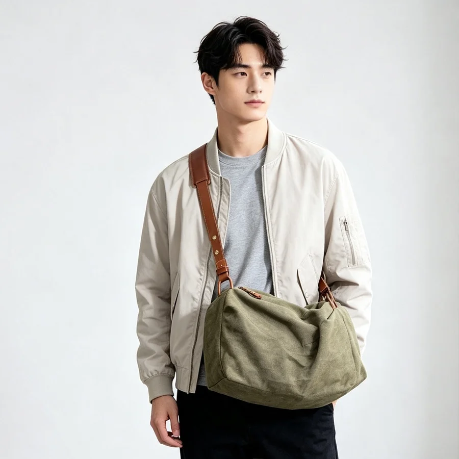 Retro Canvas Single Shoulder Bag Crossbody Travel Training Leisure Sports Fitness Bag Short Trip Women's Backpack Style