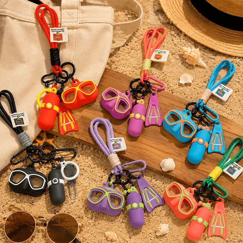 1PCS Summer Diving Gear Keychain Flippers Mask Set Cute Beach Ocean Style Bag Charm For Divers Daily Wear Accessory
