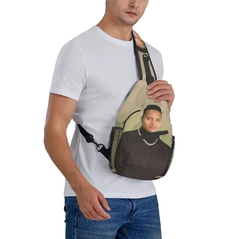 Engraçado Johnson The Rock Dwayne Meme mochila estilingue crossbody para homens, bolsa de ombro peito para acampar, ciclismo, moda