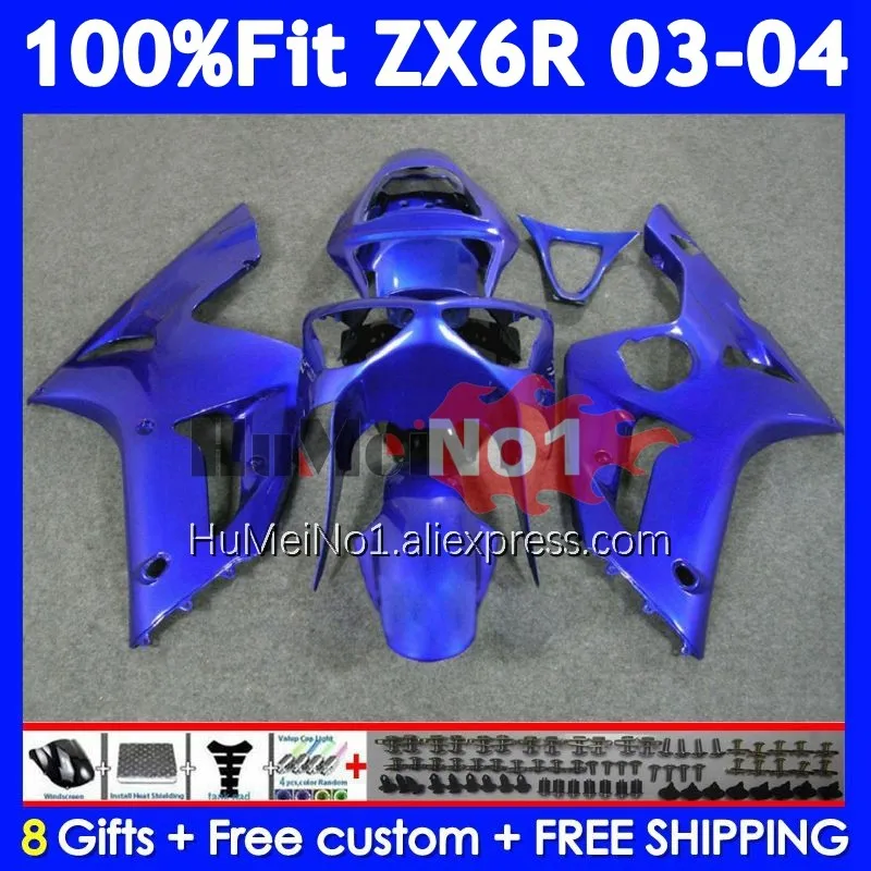 Injection Body For KAWASAKI blue stock NINJA ZX 6R 600 636 6 R ZX600 205No.70 ZX-6R ZX636 ZX6R 03 04 ZX-636 2003 2004 Fairings