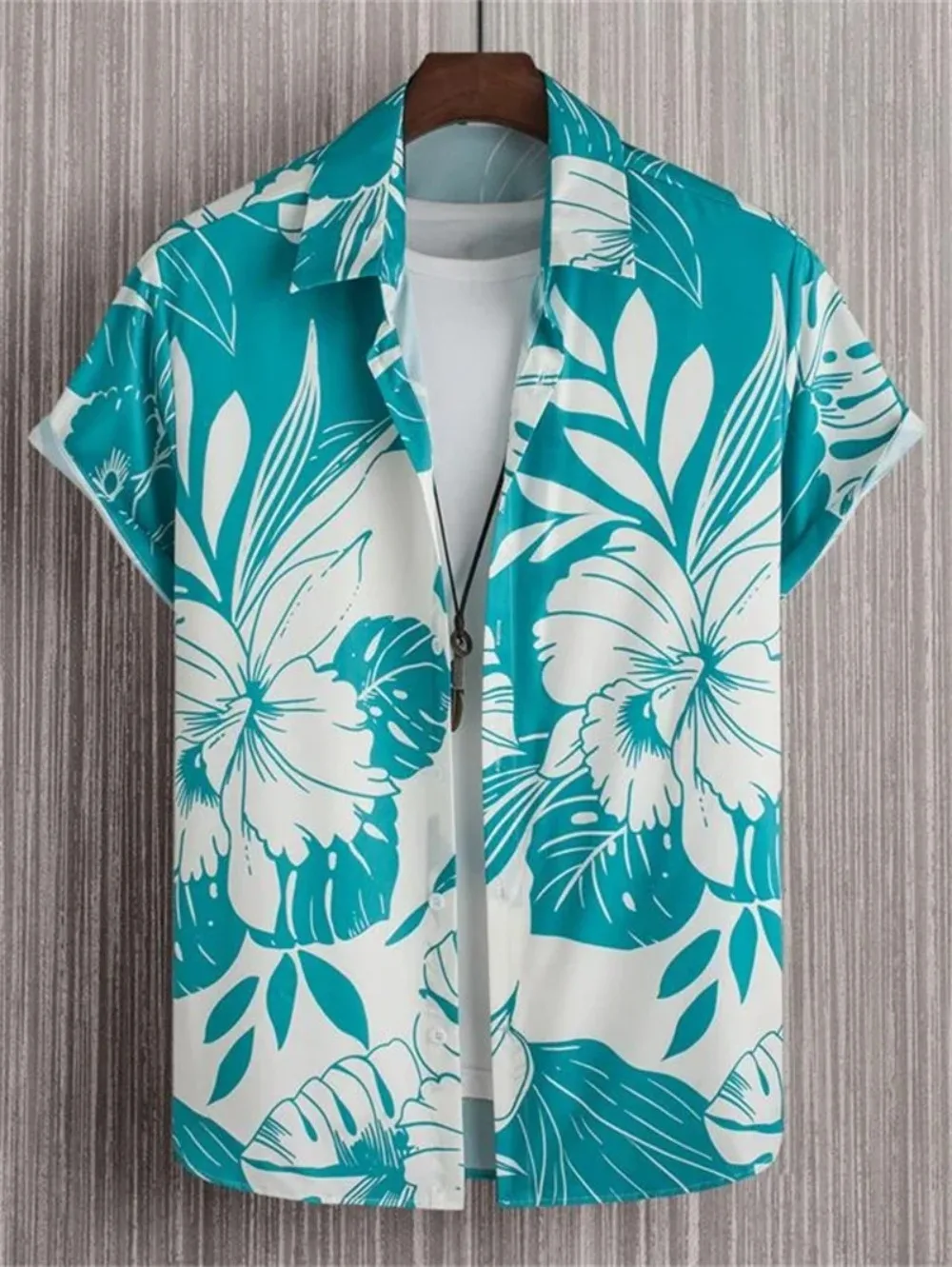 

Hawaiian Plant Style Men's Shirts Summer Beach Party Short Sleeved Shirt Men's Outdoor Breathable Top Fashion Street Clothing