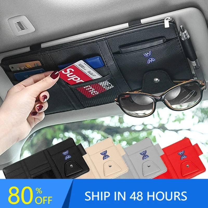 

Car Goods Sun Visor Organizer Multi-Pocket Glasses Clip Car Storage Bag For Volkswagen Polo RLine TSI Jetta TDI MK4 GTI Golf 4 5