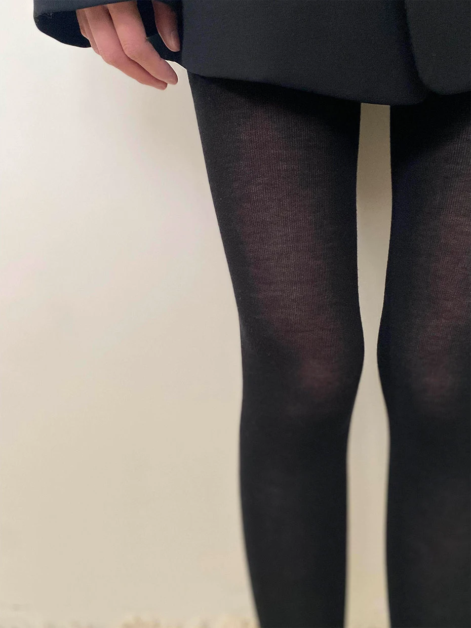 

Black Micro-Transparent Cotton-containing Pantyhose High-waist Long-leg Casual Polyester Fiber Regular-thickness Online-exclu...