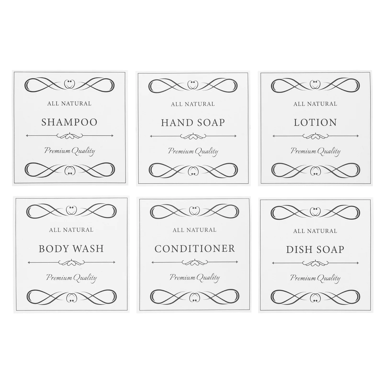 

Waterproof Bathroom Bottle Stickers 6 Sheets Easy to Apply Remove for Hand Soap Shampoo Conditioner Dispensers