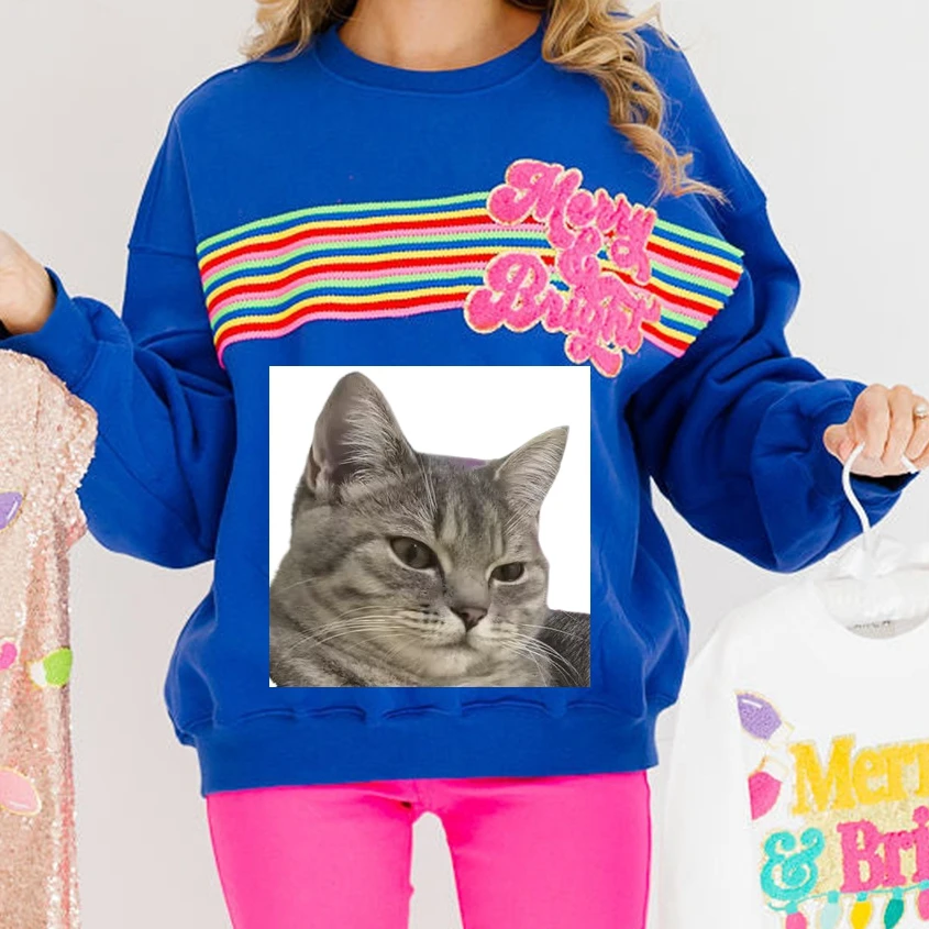 

Christmas Sequins Embroidery Hoodies Women’s Sweatshirts Cute Print/Embroidery Long Sleeve Crew Neck Pullovers Oversized Tops