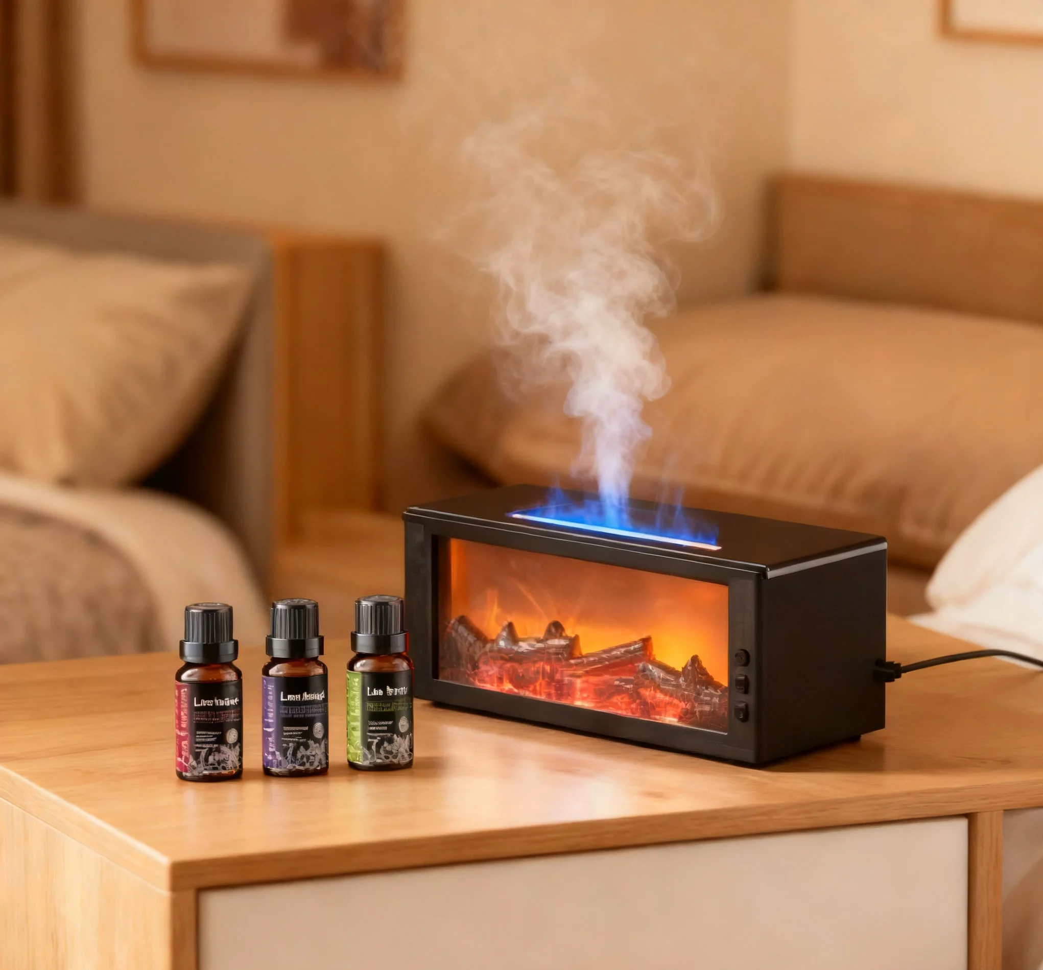 

Диффузор аромата пламени камина, увлажнитель с прохладным туманом 9,47 унций с USB, пульт дистанционного управления, таймер, 7 светодиодов, эфирные масла, идеальный подарок