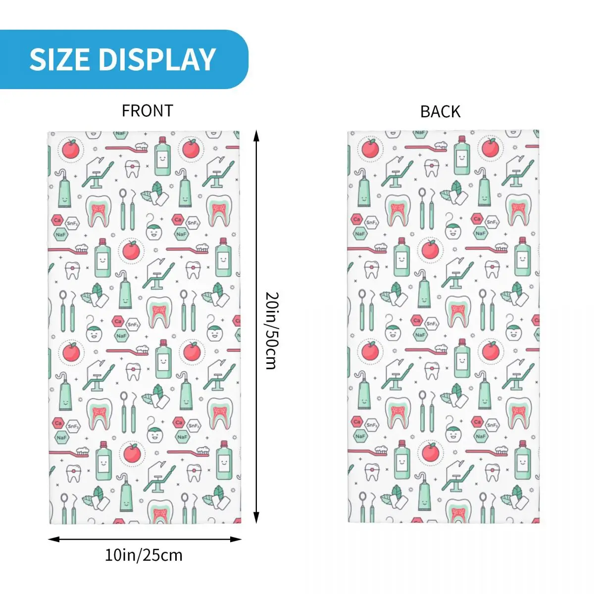 치과 과학 치아 치과 반다나 목 커버 인쇄 Stomatology 교정 치아 얼굴 스카프, 다기능