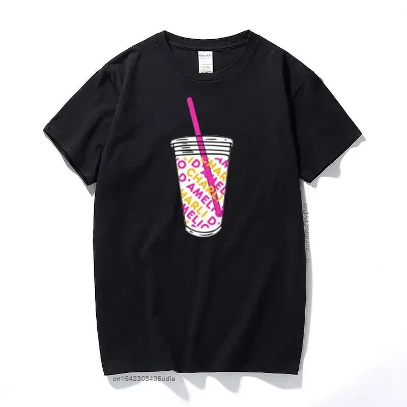 New Summer Men Women T-Shirt Ice Coffee Splatter T Shirt Charli Damelio Shirts Cotton Short Sleeve Tshirt Euro Size