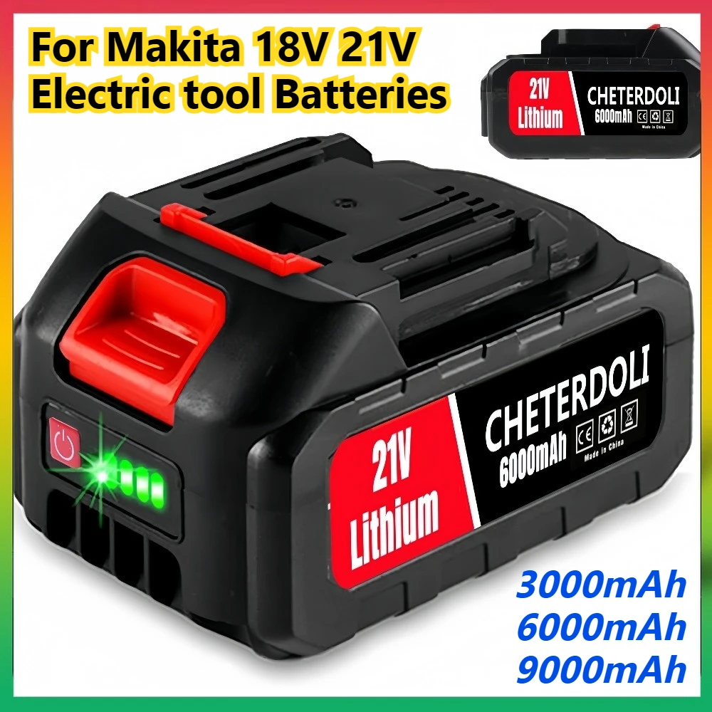 

9000mAh Batteries High-current 18V 21V 18650 Lithium Battery Rechargeable High Discharge 21Volt Replace Battery For Screwdriver