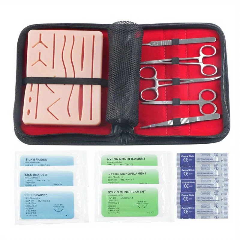

Students Suture Practice Kit Training with Skin Pad Model Set Educational Teaching Equipment