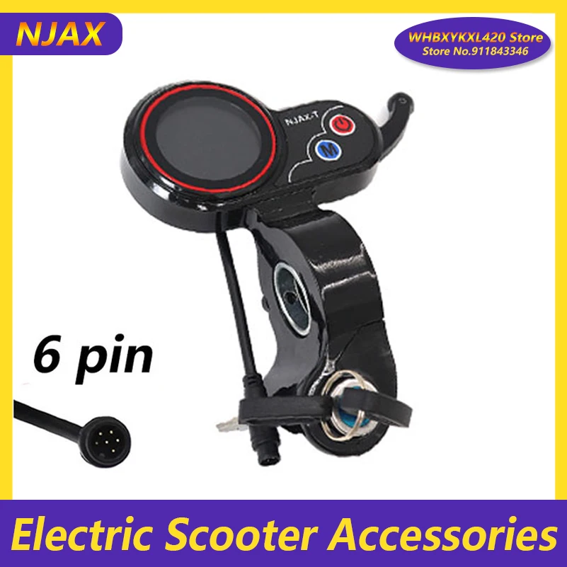 NJAX-T 48V 22A DC Brushless Controller With Key LCD Display Instrument Accelerator for Electric Scooter and Bicycles Accessories